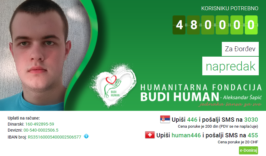 ZA ĐORĐEV NAPREDAK! BUDIMO HUMANI!